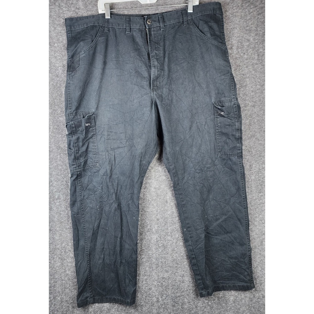 Wrangler Workwear Cargo Utility Pants Men 44x32 Black Heavy Duty Straight Leg